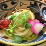 ふる里うどん  - 夏しっぽくうどん
      色合い 素材 味   全てがパーフェクト