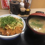 かつや - いきなりの
            カレーうどん×チキンカツ丼大と豚汁大