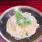 Jizake Dainingu Yasu - 貝柱と水菜の大盛り生麺パスタ