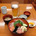 四季自然喰処たちばな - ●単品オーダー (海鮮丼1200+中生ビール694+税=1,794円) 2019年07月