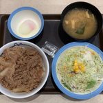 松屋 - プレミアム牛めし（並盛）生野菜・半熟玉子セット ¥500