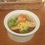 Enotekadoroonnijoruno - 豚挽肉と空芯菜のスパゲッティ 1,030円