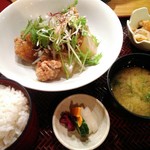 Ajisaibou - 夏大根の冷製煮　若鶏竜田揚げと五色野菜のせ