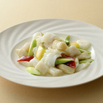 Stir-fried mongo squid, scallops and vegetables