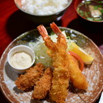 魚亭　岡ざき - エビとカキフライ定食
