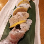 梅丘寿司の美登利総本店 - 塩レモンづくし　鯛　帆立　烏賊　蛸