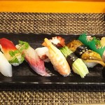 玄海鮨 - 竹にぎり （１０００円）＋サバ（１５０円）＋カイワレ（１００円）