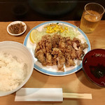 京の串 ひいらぎ - 鶏もも肉の香味揚げ定食全景(^^)