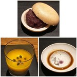 ごだん 宮ざわ - 甘味　最中　マンゴープリン　蓮のしずくをイメージしたゼリー