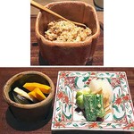 ごだん 宮ざわ - 白味噌で炊いたおじゃこ　香の物