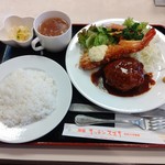 キッチンスズキ - おすすめランチB（洋風ハンバーグ、海老フライ）