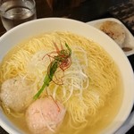 麺屋海神 - あら炊き塩らぁめん 大盛り へしこ焼おにぎり付き