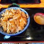 そば処 若松屋 - ちょいメガハーフ丼(焼肉丼&小海老天丼)