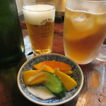 TAHOE - お通し、ハートランドビール、ウーロン茶