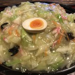 あさひや - さらしな焼きそば(スープ付)＠800円 大盛+200円