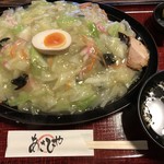 あさひや - さらしな焼きそば(スープ付)＠800円 大盛+200円