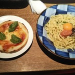 Kamakura Pasuta - 鎌倉ピザセット(明太バターの釜玉パスタ、マルゲリータ風ピザ) 1,390円(税別) ♪