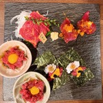 池袋 肉バルBon - 馬刺しの前菜4点盛り