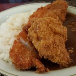 カリーのクジャク食堂 - ダブル(牛スジと手仕込みカツ)ラージ￥1,100+カラアゲ1個￥100