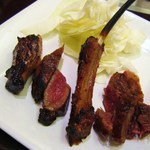 松尾ジンギスカン - ラムステーキ　カットして貰いました