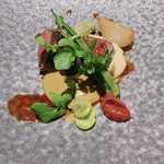 ポエシア - 蝦夷鹿のロースト ムール貝のピューレとルバーブのマルメラータ  (TN)