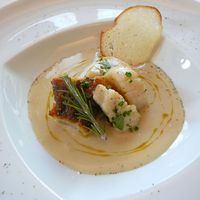 Ristorante YAMAZAKI - 【黒ムツとホタテと白いんげん豆のスープ】◎2012/1