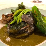 北島亭 - 2019.6.  千葉県産 あわびのムニエル 肝バターソース