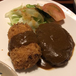 グリル国 - カニクリームコロッケとハンバーグ定食