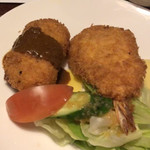 グリル国 - カニクリームコロッケとエビフライ定食