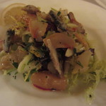 トラットリア シチリアーナ・ドンチッチョ - プンタレッレとツブ貝、燻製ホタテのサラダ2