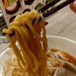 麺処 湊生 - 【2019.7.30(火)】角ふじラーメン(中盛・250g・野菜マシマシ)790円の麺