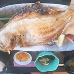 Umi No Sachi Shokudokoro Echizen - ひらめの塩焼き定食 とにかくデカい！！