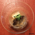 御料理 寺沢 - 煮鮑と芋茎 柑橘ｼﾞｭﾚ掛け