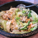 博世ラーメン - 生野菜石焼チャーハンビビンバをまぜた後