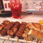 Gakudai Sakaba Ebisu San - メインディッシュは串5本盛り＆カマンベール肉巻きとか♡