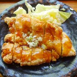 からあげセンター - ハーフ山賊焼定食の黒酢ソースがけ(アップ)