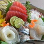 Assorted sashimi with sticks