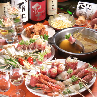 新鮮食材の串を自家製出汁でしゃぶしゃぶ♪