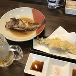 磯っぺ里 - ガシラの煮付けと穴子の天ぷら（２０１９．８．１）