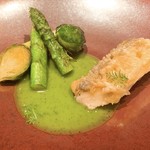 AKI NAGAO - 若狭 甘鯛－日本酒と抹茶の滑らかなソース アップ