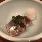 Motojima - アジの青唐辛子醤油漬け。うまい！！