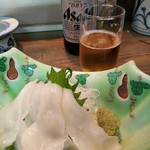 赤兎馬 - 真蛸の薄造り 皮と吸盤は煮付けます♪