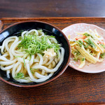 やましょう - あついうどんと、野菜かきあげ