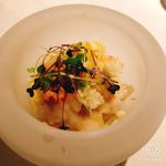 リストランテ サクラ - 北海道の甘エビとうにカリフラワーのピュレを乗せた冷たいパスタ 