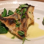 スガハラ - 魳(？)のグリル + つるむらさき（アップ）