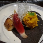 森本 - ノドグロの塩焼き、付け合わせのカボチャと茗荷も素敵♪