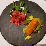 estY - ハリーズバーサンドウィッチと馬肉のカルパッチョ