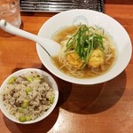 麺屋 六感堂 - 冷製焼きだだちゃ豆ラーメン＋枝豆と肉そぼろの炊込みご飯