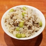 麺屋 六感堂 - 枝豆と肉そぼろの炊込みご飯