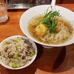 麺屋 六感堂 - 冷製焼きだだちゃ豆ラーメン＋枝豆と肉そぼろの炊込みご飯